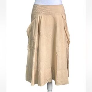 Vintage DKNY light tan A-line skirt with pocket detail
